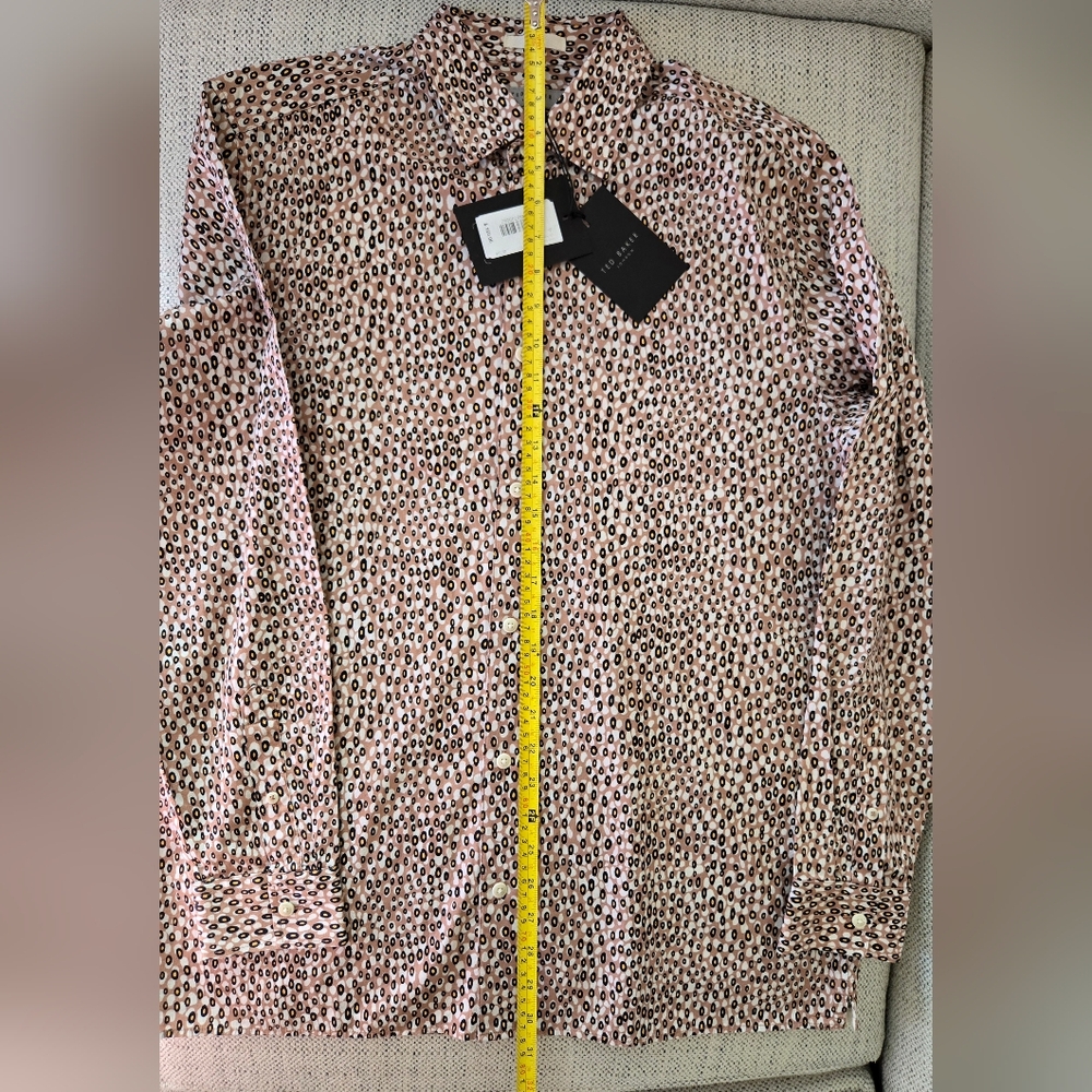 NWT TED BAKER London Multicolor Patterned Button-Down Shirt Size:4/L - Picture 10 of 13